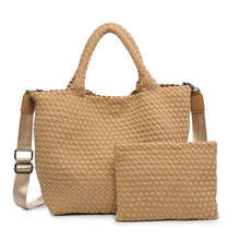 Load image into Gallery viewer, Sol Selene Sky's The Limit - Medium Woven Neoprene Tote: Sand Black