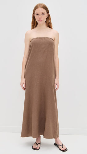 Stateside Linen Column Maxi Dress - Taupe