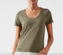 Load image into Gallery viewer, ATM Schoolboy V Neck Tee in Army