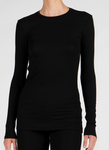 ATM Micro Modal Ribbed Crew Neck Long Sleeve Black or White